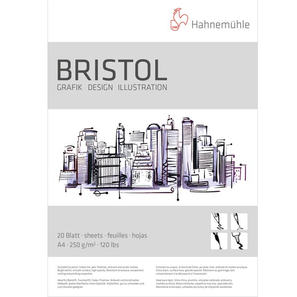 Альбом для набросков «Bristol», гладкая поверхность, ярко-белая бумага, А4, 20л, 250г/м2. Hahnemuhle - фото 1