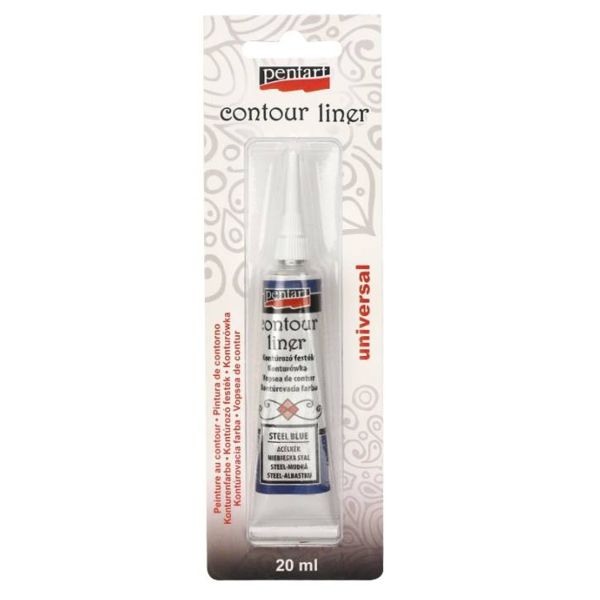 Контур универсальный Contour Liner Pentart, СТАЛЬ, 20 ml