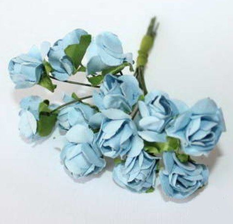 Паперові трояндочки, Блакитні, D-15 мм, 12 шт/уп. 