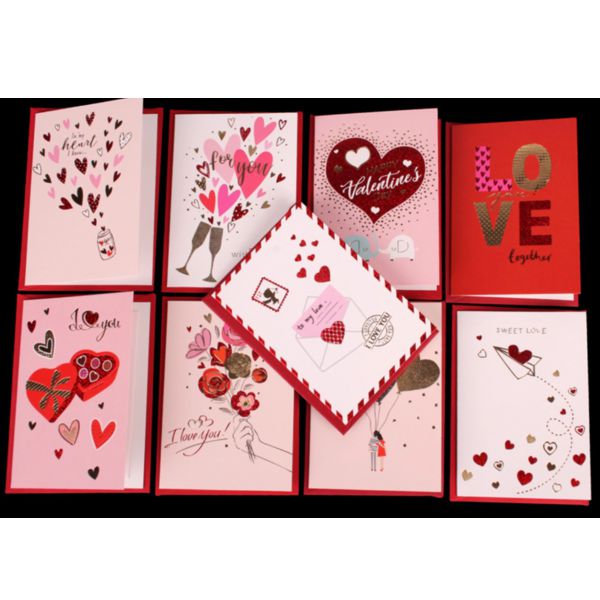 Поздравительная открытка «Valentines, Just Love, Kiss»+конверт и вкладыш, 12.5х8.5 см - фото 1