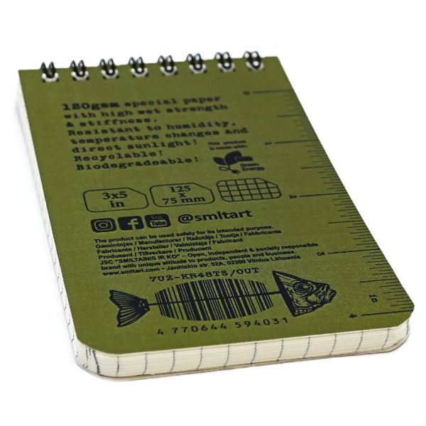 Тактический блокнот, водостойкий, 125х75 мм, 120 г/м2, 48 л., SMILTAINIS - фото 2