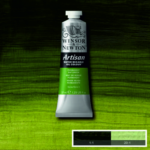 Масляная краска, водорастворимая, Winsor Artisan 37 мл, №503 Permanent sap green (Зеленый травяной)