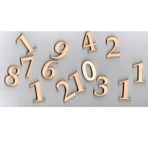 Цифры для часов  (В наборе 15 знаков( 1-12)), фанера, 20х30 мм