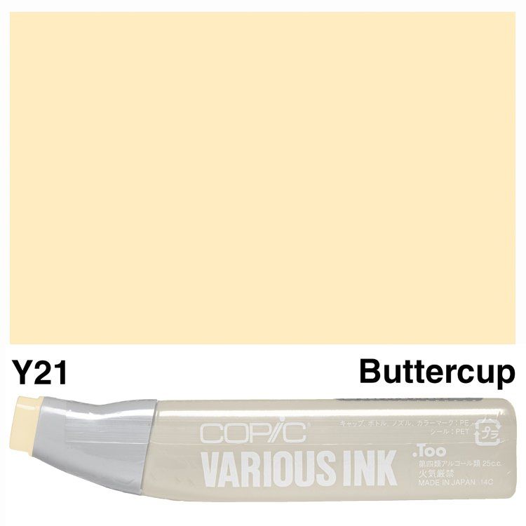 Чернила для маркеров Copic Various Ink, #Y-21 Buttercup yellow (Бледный желтый)