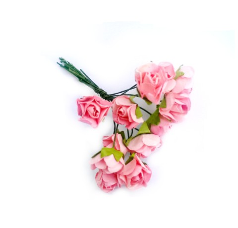 Паперові трояндочки Ніжно-рожеві, D-15 мм, 12 шт/уп. 