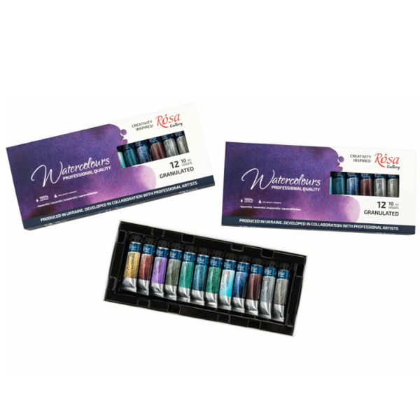 Набор акварельных красок "GRANULATION", 12*10мл, туба, картон, ROSA Gallery - фото 4