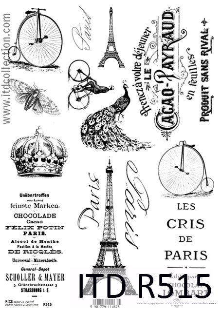 Рисовая бумага «Путешествие по Парижу» А4