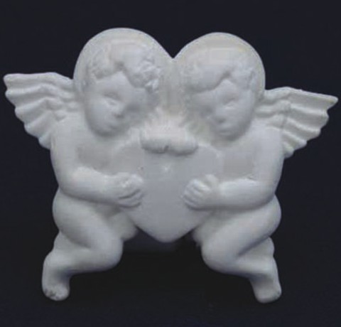 Керамическая заготовка «Ангелочки с сердечком» 70х75 мм