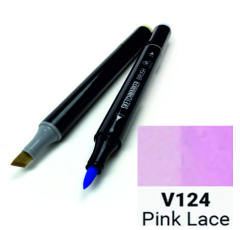 Маркер SKETCHMARKER BRUSH, колір рожеві КРУЖОВИ (Pink Lace) 2 пера: долото і м'яке, SMB-V124 