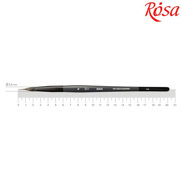 Кисть ROSA WAVE 148 микс: белка/соболь круглый, лайнер, короткая ручка, №4 - фото 1