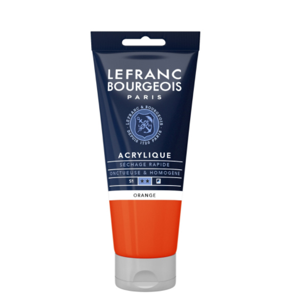 Краска акриловая Lefranc Fine Acrylic Color 80 мл, #201 Orange (Оранжевый)