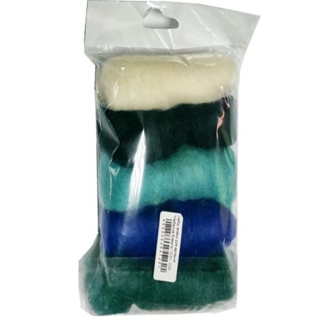 Шерсть для валяния в наборе «Небесная синева-5 цв.», (5x10 г)