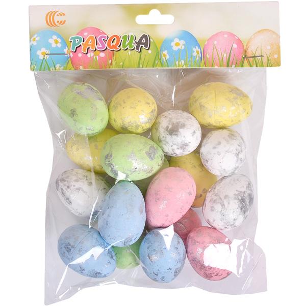 Яйця декоративні, пінопласт, кольорові із сріблом CX19-040E, 4 см, 18 шт/уп.  - фото 3
