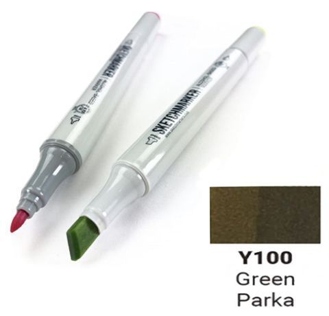 Маркер SKETCHMARKER, цвет БОЛОТНЫЙ ЦВЕТ (Green Parka) 2 пера: тонкое и долото, SM-Y100