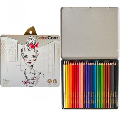 Набір кольорових олівців Marco, ColorCore, 24 шт., мет. уп. 
