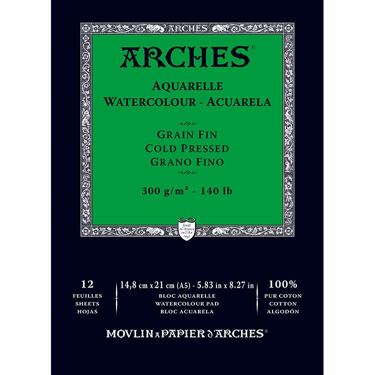 Arches альбом для акварели холодного прессования Arches Cold Pressed 300 гр, 14,8x21 см (12)