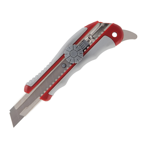 Нож канцелярский с метал. направляющей и рез. ручкой, 18 мм, винт. фикс. AXENT - фото 1