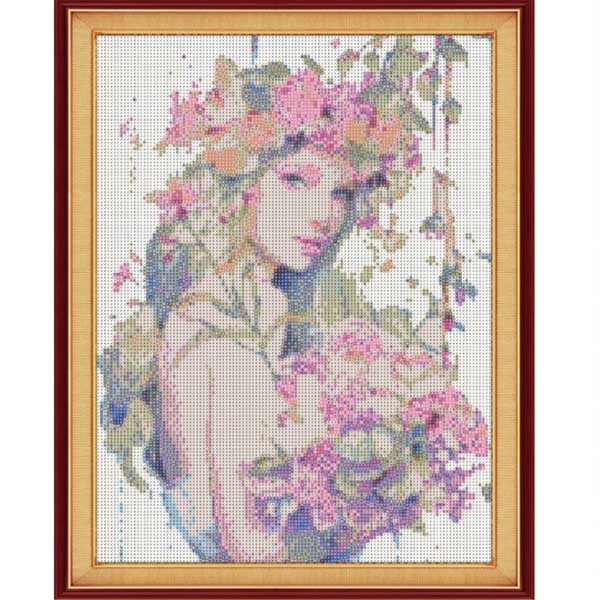 Алмазная мозаика на подрамнике SANTI «Девочка-весна», 40х50 см - фото 2