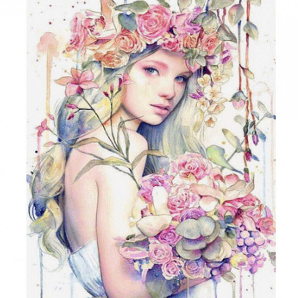 Алмазная мозаика на подрамнике SANTI «Девочка-весна», 40х50 см - фото 1