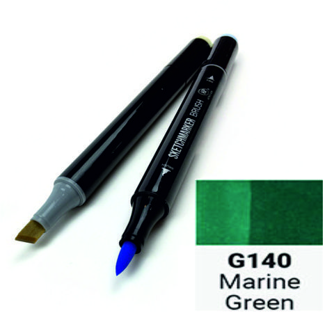 Маркер SKETCHMARKER BRUSH, цвет МОРСКОЙ ЗЕЛЕНЫЙ (Marine Green) 2 пера: долото и мягкое, SMB-G140