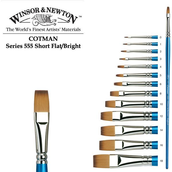 Winsor плоская кисть, синтетика (имит. Соболя), д/р, 555 Cotman Brushes Flat. #16