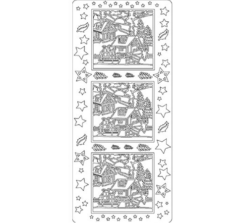 Наклейки «Новогодний пейзаж», 10*25 см, Серебро