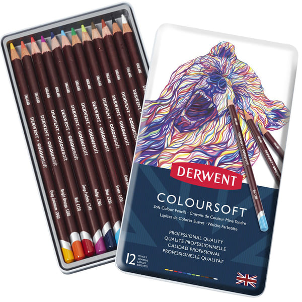 Набір кольорових олівців COLOURSOFT Derwent, метал. упаковці, 12 шт/уп. 