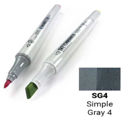 Маркер SKETCHMARKER, цвет ПРОСТОЙ СЕРЫЙ 4 (Simple Gray 4) 2 пера: тонкое и долото, SM-SG04
