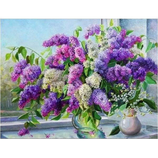 Алмазная мозаика на подрамнике Go to Art «Сирень и ландыши», 40х50 см