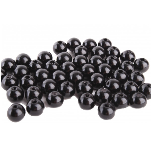 Бусины пластиковые черные, круглые, d-12 мм, 20 грамм (прибл. 25 шт)