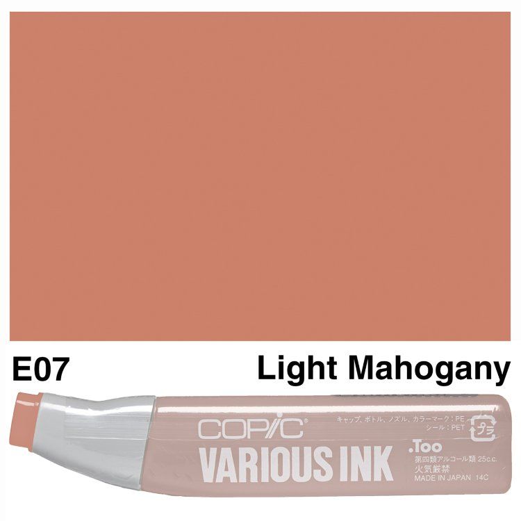 Чорнило для маркерів Copic Various Ink, #E-07 Light mahogany (Світлий махагон) 