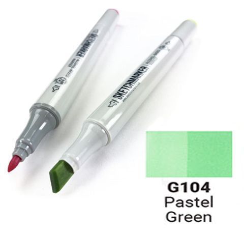 Маркер SKETCHMARKER, цвет ПАСТЕЛЬНЫЙ ЗЕЛЁНЫЙ (Pastel Green) 2 пера: тонкое и долото, SM-G104
