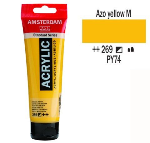 Художній акрил AMSTERDAM, 120мл. Royal Talens. (269) AZO Жовтий середній 