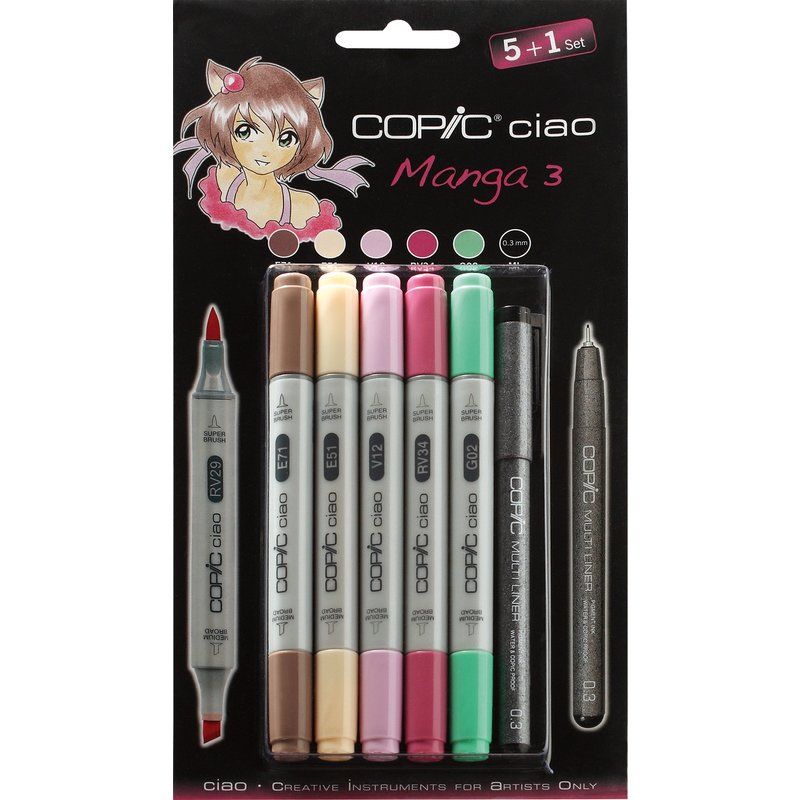 Copic набір маркерів Ciao Set 5+1 Manga 3, кольори для дівчаток+лайнер 