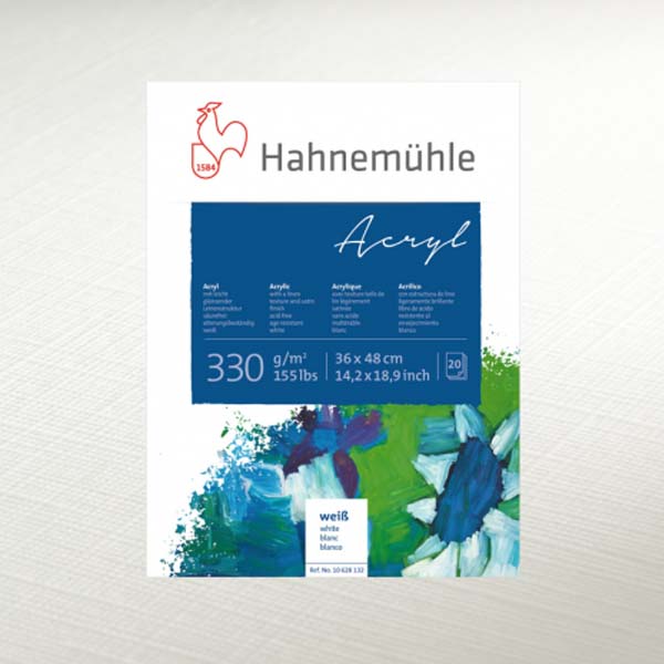Блок бумаги для акрила «Acrylic», льняная фактура, 30х40см, 20л, 330г/м2. Hahnemuhle - фото 1