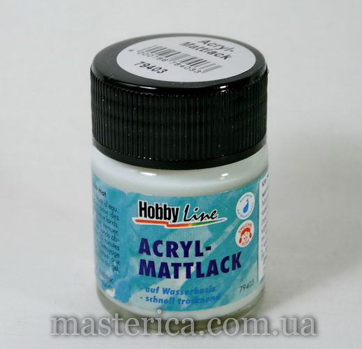 Матовий лак на водній основі HobbyLine, 50 ml 
