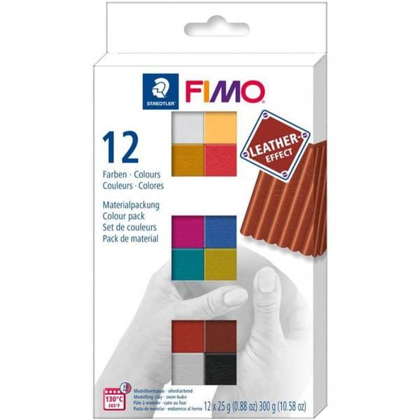 Набор из полимерной глины FIMO «Leather-effect Colours», 12 цв.по 25 гр.