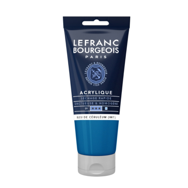 Краска акриловая Lefranc Fine Acrylic Color 80 мл, #065 Cerulean blue hue (Церулиум голубой)
