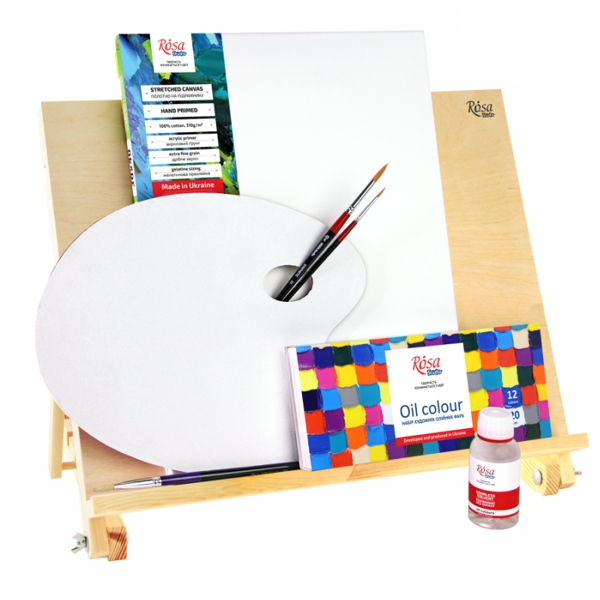 Набор материалов для масляной живописи (краски, мольберт, холст, кисти, палитра), ROSA Studio - фото 1