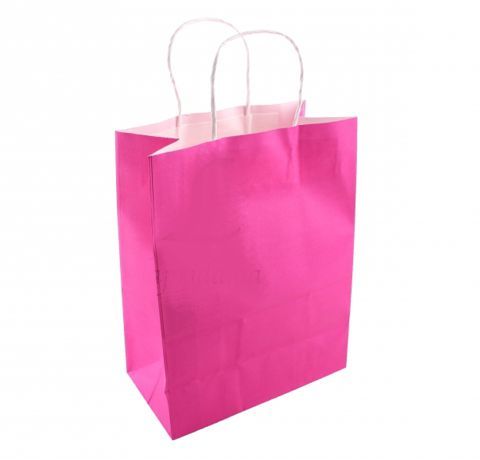 Паперовий крафт-пакет, рожевий, 33х12х25 см 