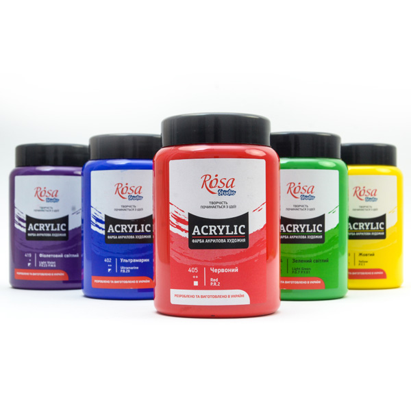 Акрилові фарби художні Acrylic ROSA Studio (кольори в асортименті), 400 ml  - фото 1