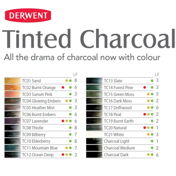 Олівці вугільні Derwent Tinted Charcoal, поштучно. (ВИБРАТИ КОЛІР)  - фото 2