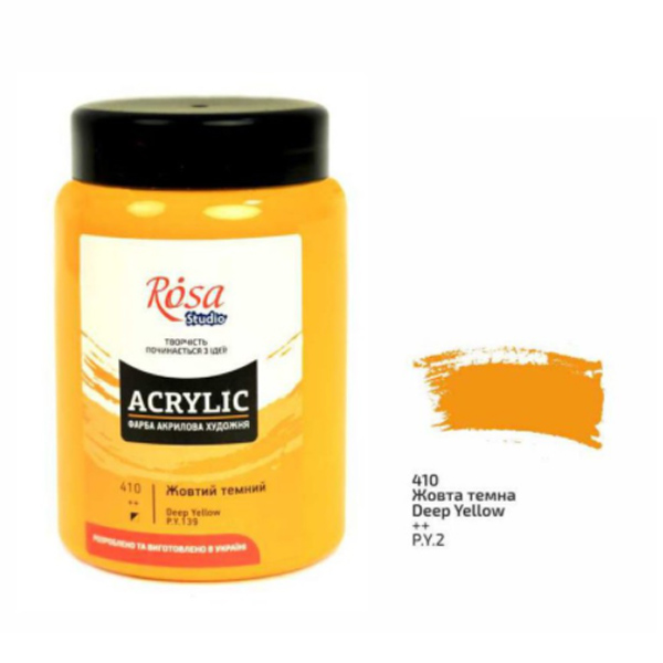 Акрилова фарба художня Acrylic ROSA Studio Жовта темна, 400 ml 