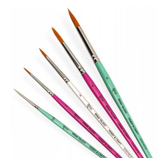 Синтетичні круглі пензлики Rosa Talent, коротка ручка  - фото 1