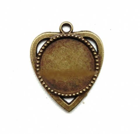 Основа для кулону "Серце" Декор №11, 30*25 мм, Антична бронза 