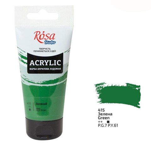 Акрилова фарба ROSA STUDIO 75 мл. Колір зелений 
