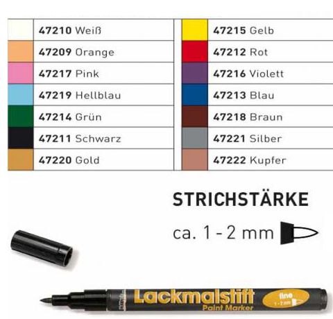 Лакові маркери Hobby Line Lackmalstift fine 1-2 mm (кольори в асортименті) 