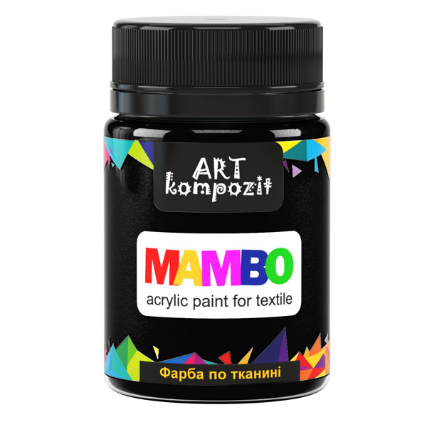 Краска для рисования по ткани MAMBO "ART Kompozit", цвет: 23 ЧЁРНАЯ, 50 ml