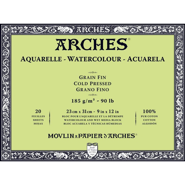 Arches блок для акварели холодного прессования Cold Pressed 185 гр, 23x31 см (20) - фото 1