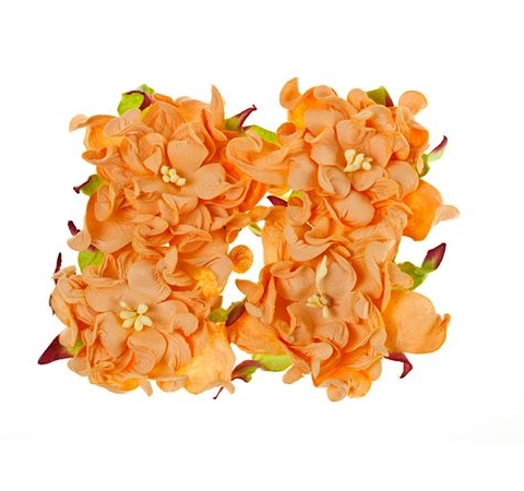 Цветы из шелковичной бумаги Гардении Персиковые 7 см, 4 шт.